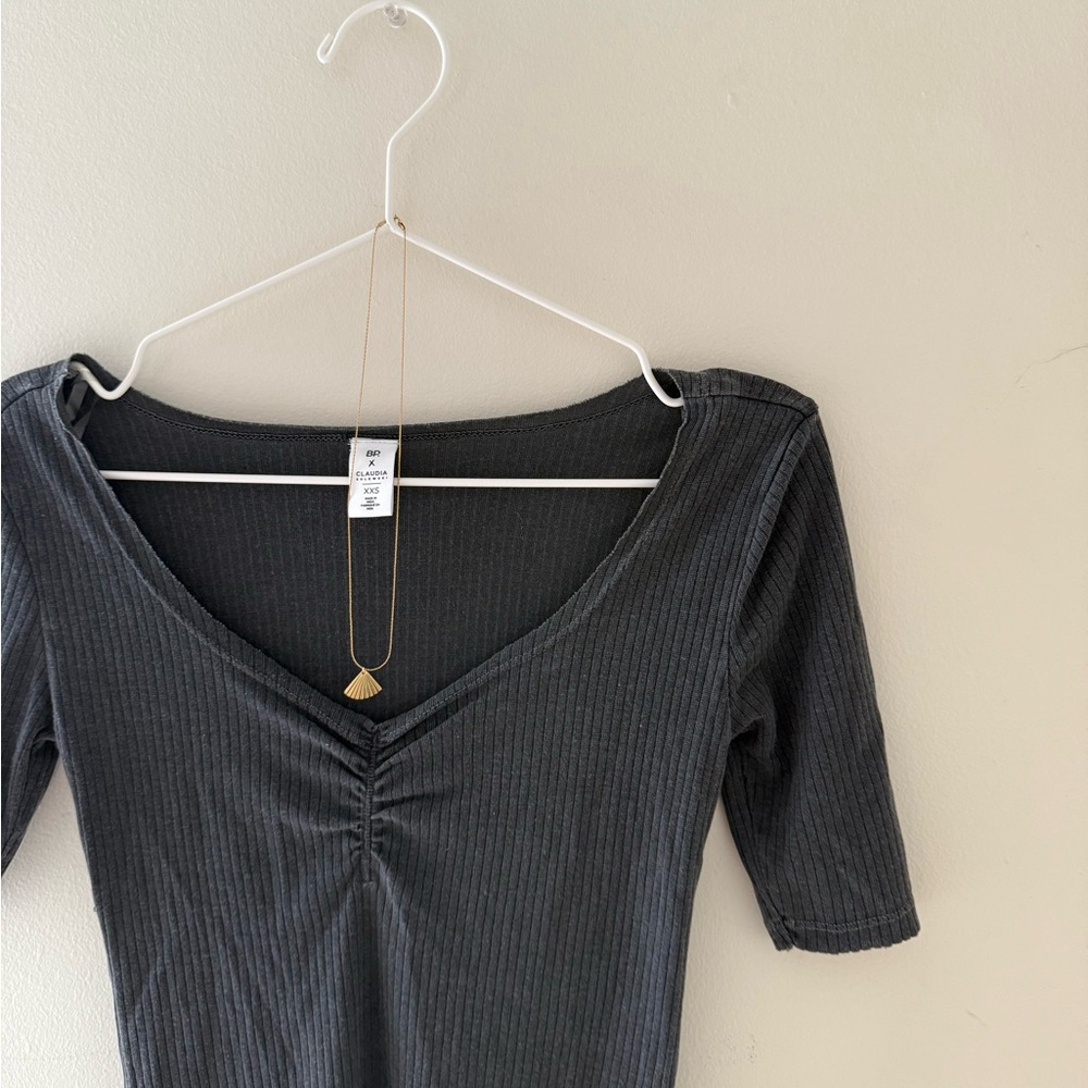 BP Ribbed Knit Charcoal Dress